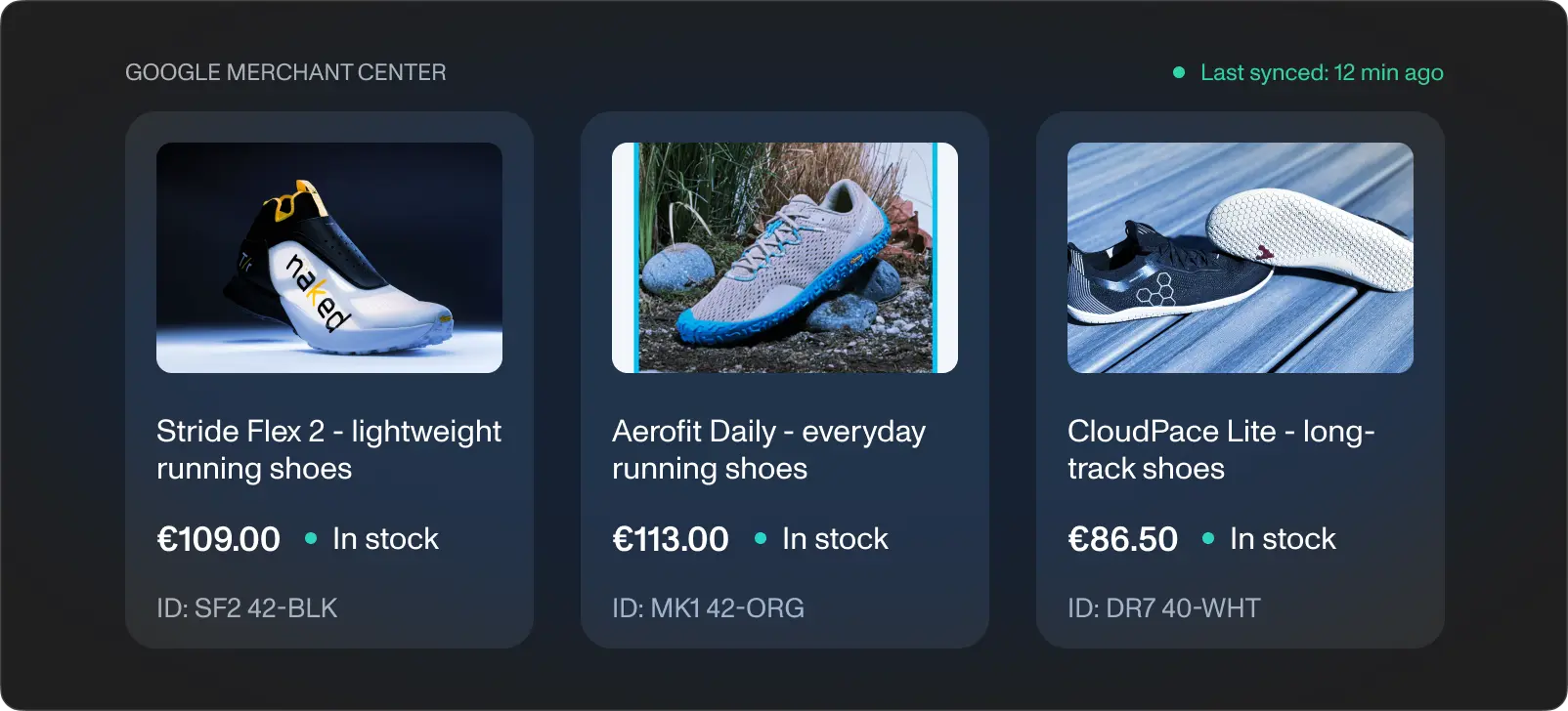 Structured Google Merchant Center product feed showing the attributes an AI reads before deciding whether to recommend a product